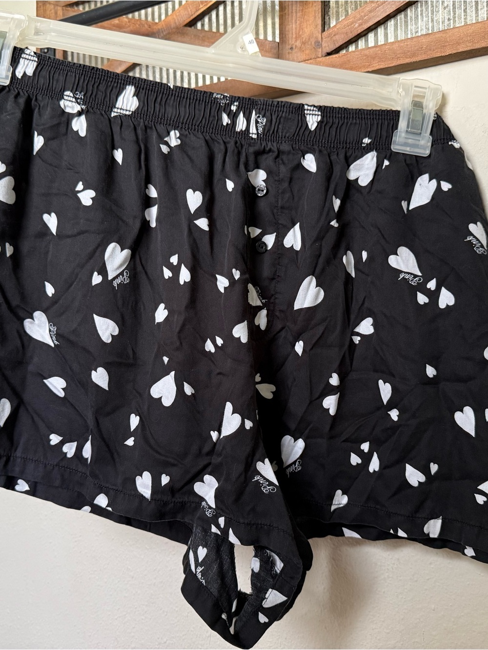 PINK Victoria's Secret Black Heart-Print Lounge Shorts